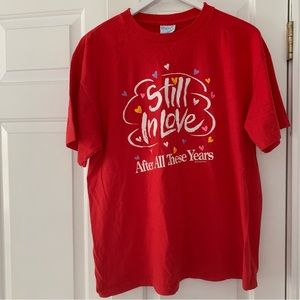 VTG 90s red love shirt Large - Peapock Papers Boston single stitch